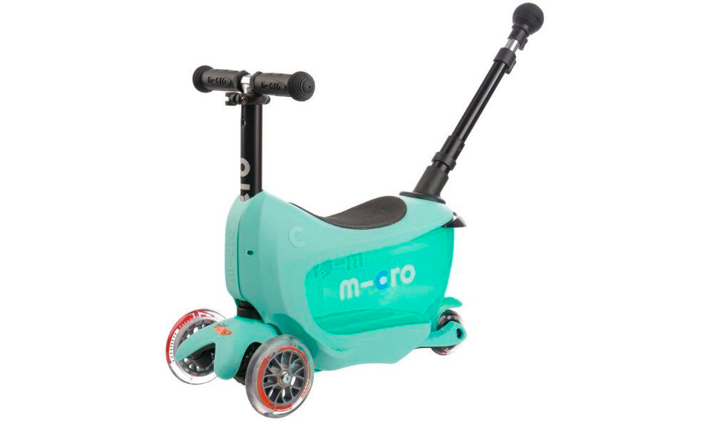 Самокат детский с ручкой Mini Micro 2go Deluxe Plus Мятный 3 Самокат детский с ручкой Mini Micro 2go Deluxe Plus Мятный 3