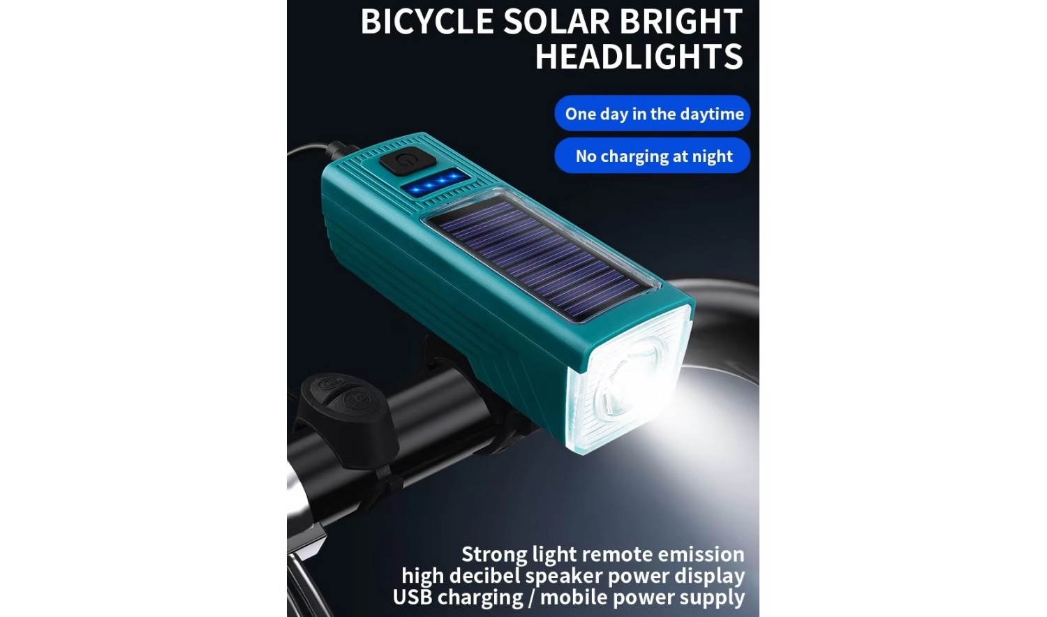 Фара передняя FY-335 на руль, бирюзовый 3