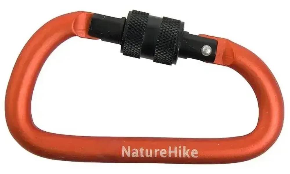 Карабин алюминиевый Naturehike D-type NH15A005-H, 6 см, оранжевый 