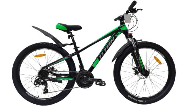 Фотография Велосипед Titan FOX 26", размер XS рама 13" (2024), Черно-зеленый
