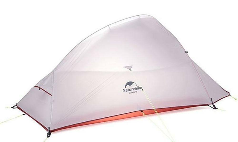 Фотография Палатка сверхлегкая одноместная с футпринтом Naturehike Сloud Up 1 Updated NH18T010-T, 20D, серо-красная