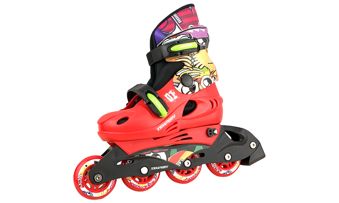 Фотография Комплект детский Tempish MONSTER Baby skate (ролики, рюкзак, защита конечностей, шлем), размер 34-37 Красный 2
