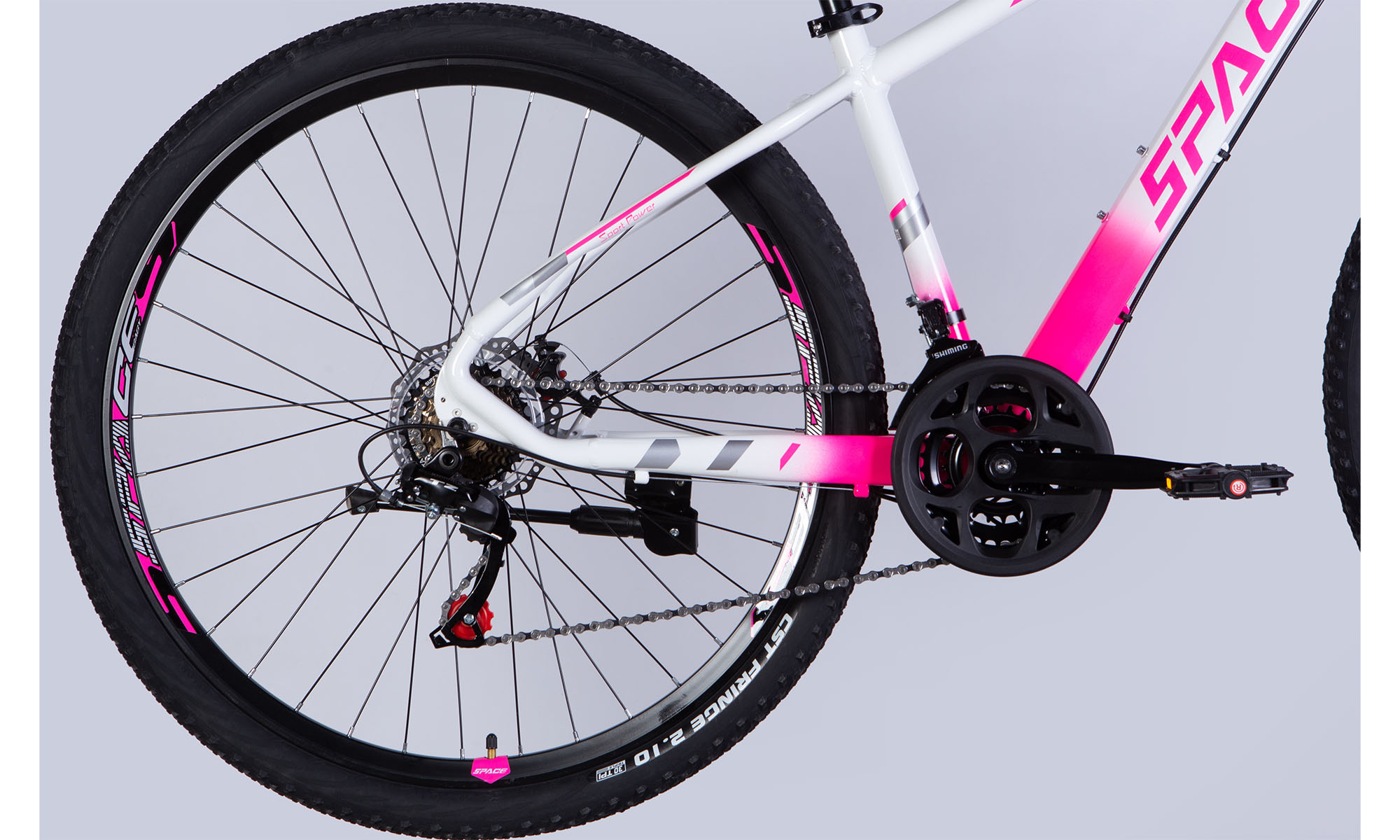Велосипед SPACE MERCURY DD FR 29", розмір S, рама-16", 2025, біло-рожевий 7