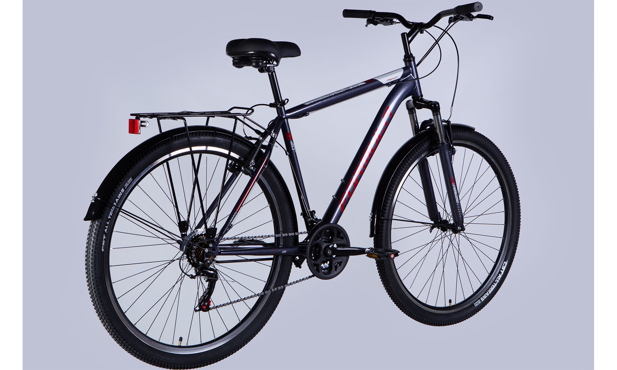 Велосипед Formula MAGNUM DD FR 28", розмір L, рама 20,5", 2025, темно-сріблястий з червоним 2