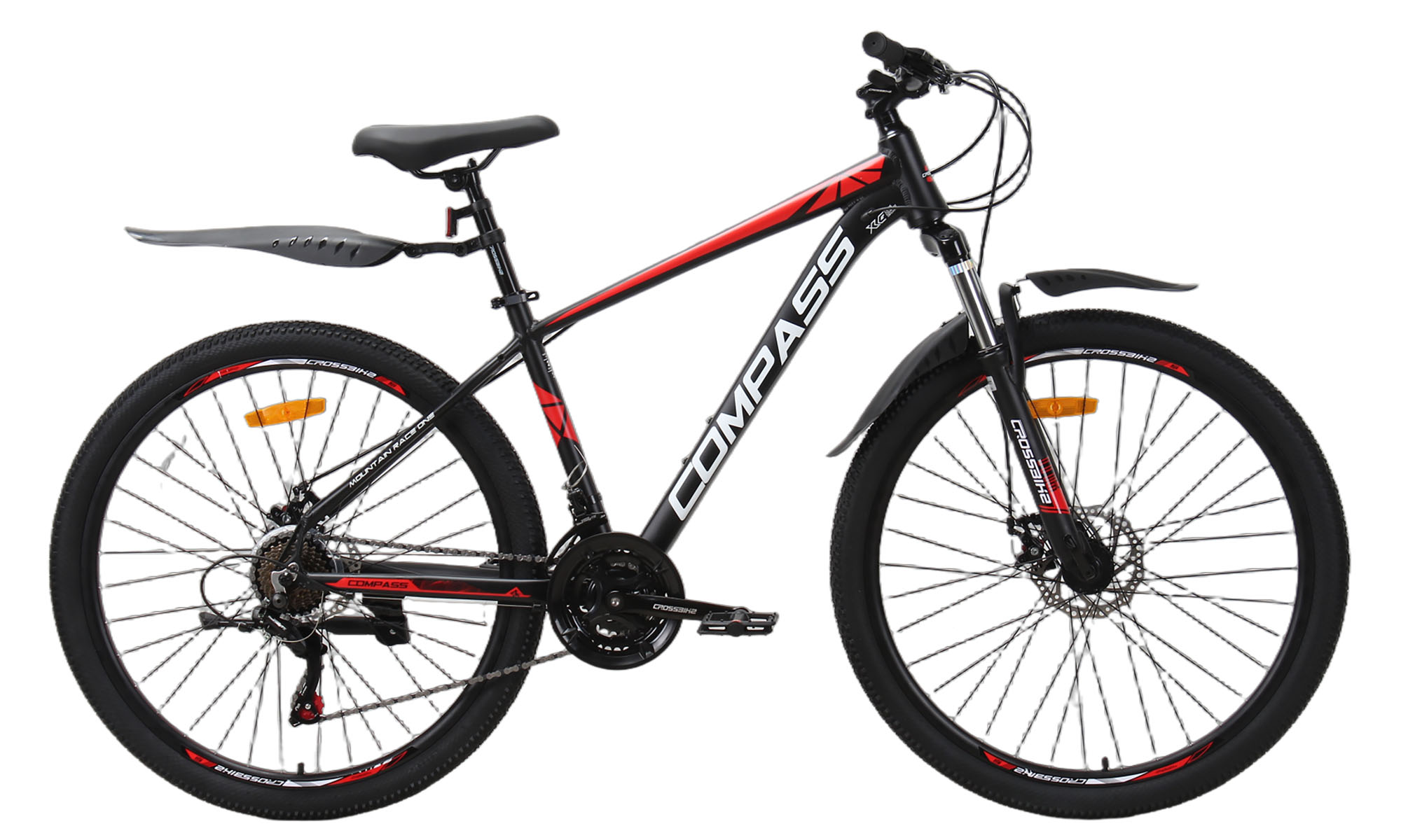 Велосипед CrossBike COMPASS 27.5", размер M, рама 17", год 2026, Черный-Красный 