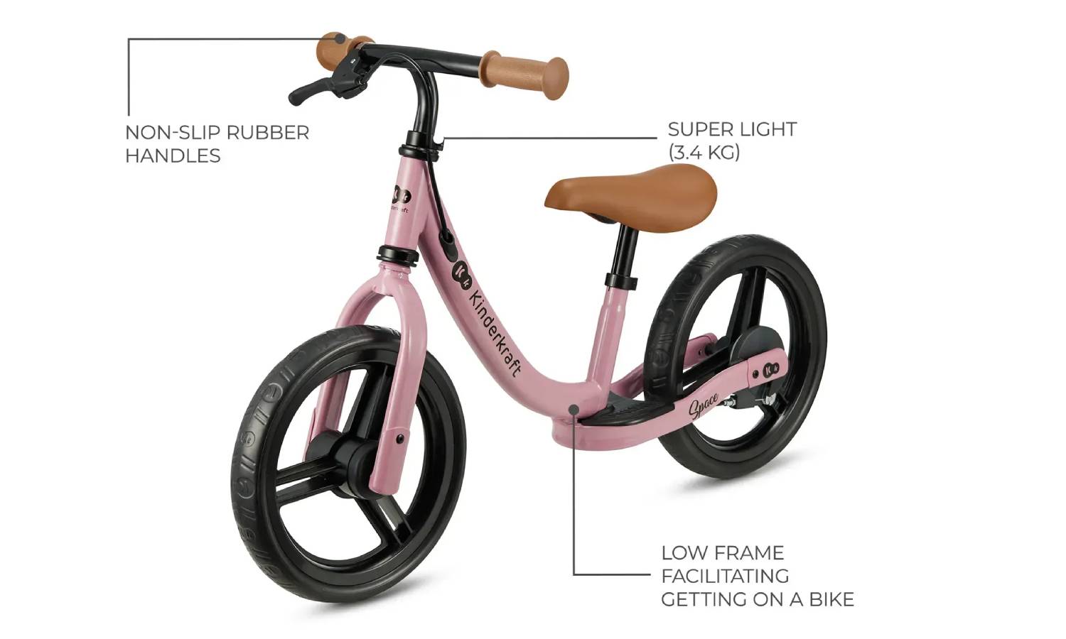 Беговел Kinderkraft Space розовый 4 Беговел Kinderkraft Space розовый 4