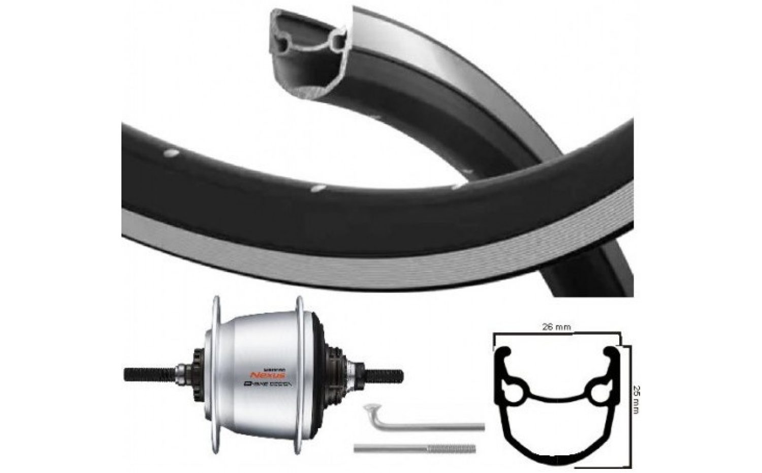 Колесо заднее 28" AchterWiel Nexus 5 втулка, черно-серый 