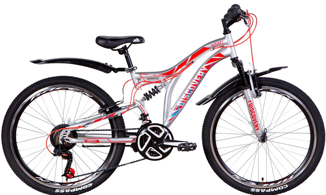 Фотографія Велосипед Discovery ROCKET AM2 Vbr 24" (2021) 2021 Сріблясто-червоний