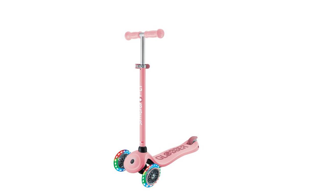 Фотография Самокат GLOBBER GO UP SPORTY со светящимися колёсами, пастельный розовый, 1+ 3