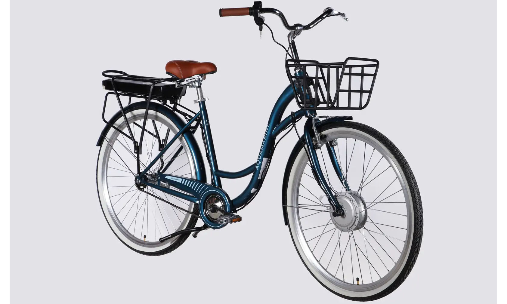 Велосипед с электроприводом Dorozhnik eAQUAMARINE BH 28", размер L, рама-19", 36B, 13А*ч, 500Вт, год 2026, темно-синий с корзиной 2