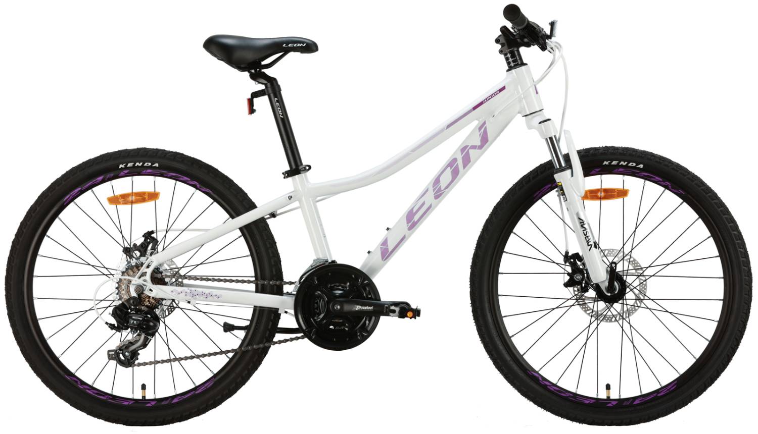 Фотография Велосипед Leon JUNIOR AM DD 24" размер XXS рама 12" 2024 Белый с фиолетовым