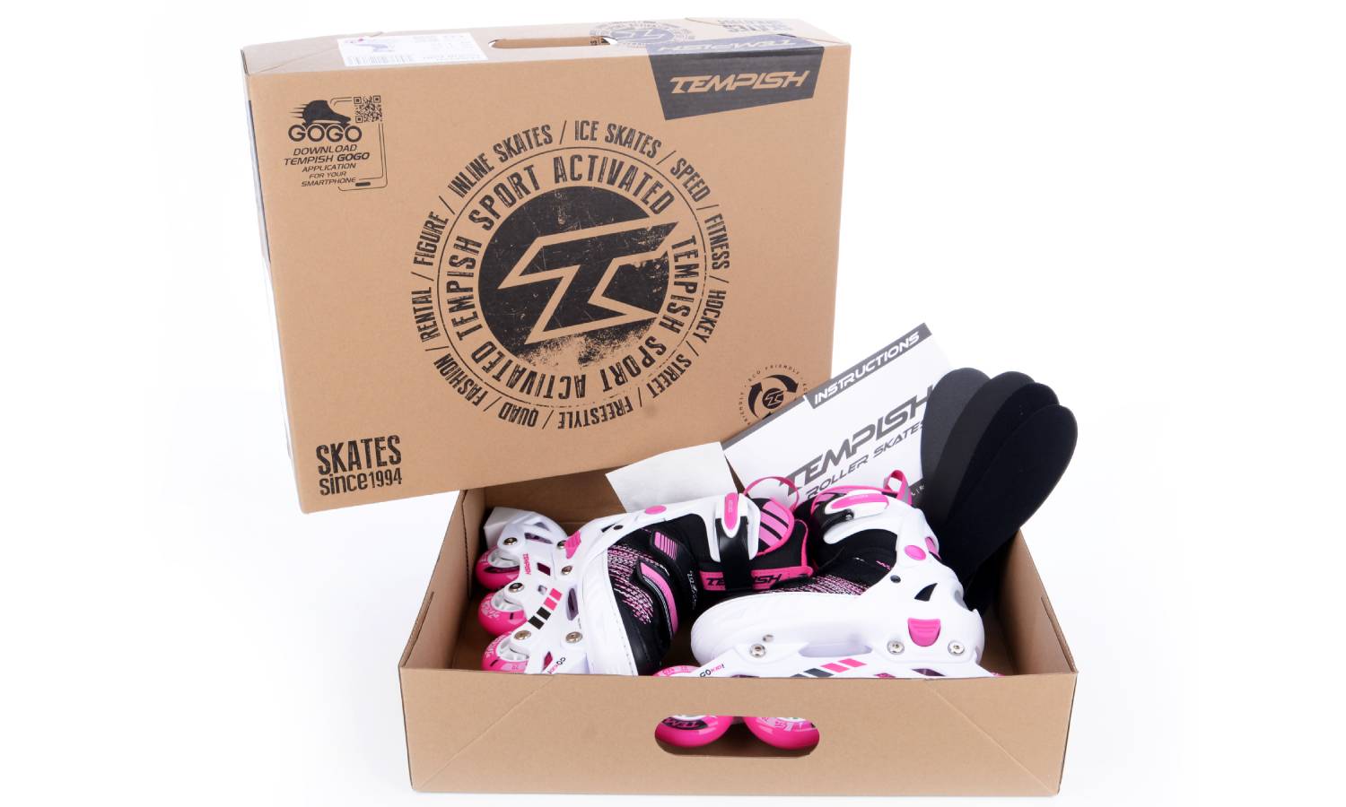 Роликовые коньки Tempish GOKID GIRL, размер 33-36 Бело-розовый 16
