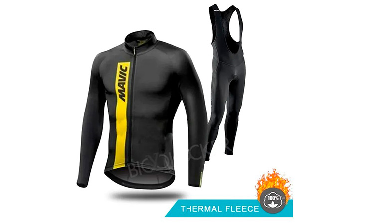 Велоформа Cycling Mavic v1, утеплённая, с флисом, штаны с лямками, размер XL   2