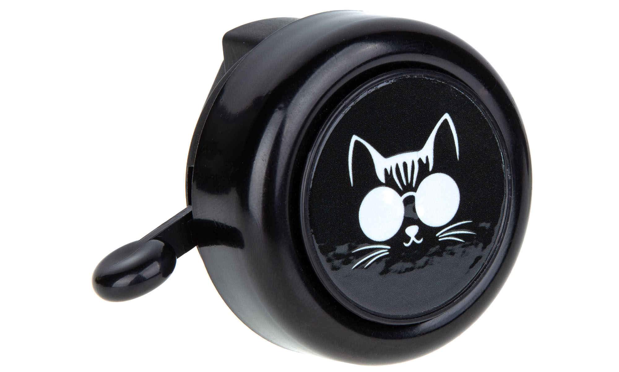 Дзвоник ONRIDE Rang 10, кіт в окулярах, алюмінієвий, діаметр керма 22мм, чорний 