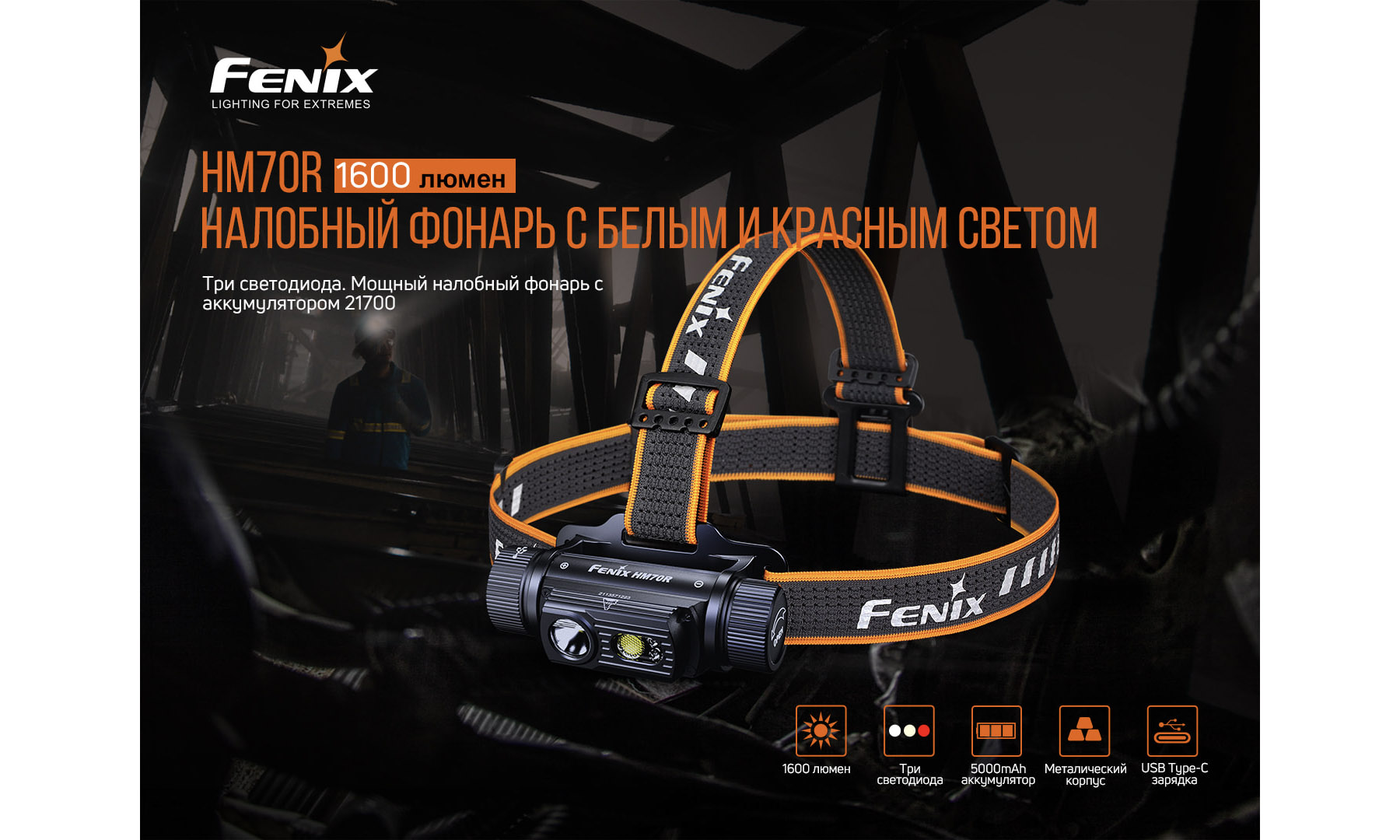 Фонарь налобный Fenix HM70R 5