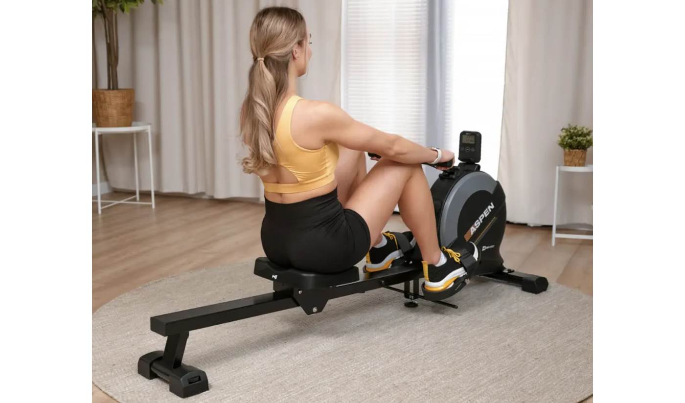 Гребный тренажер Hop-Sport HS-080R Aspen магнитный чорно-золотистый 14