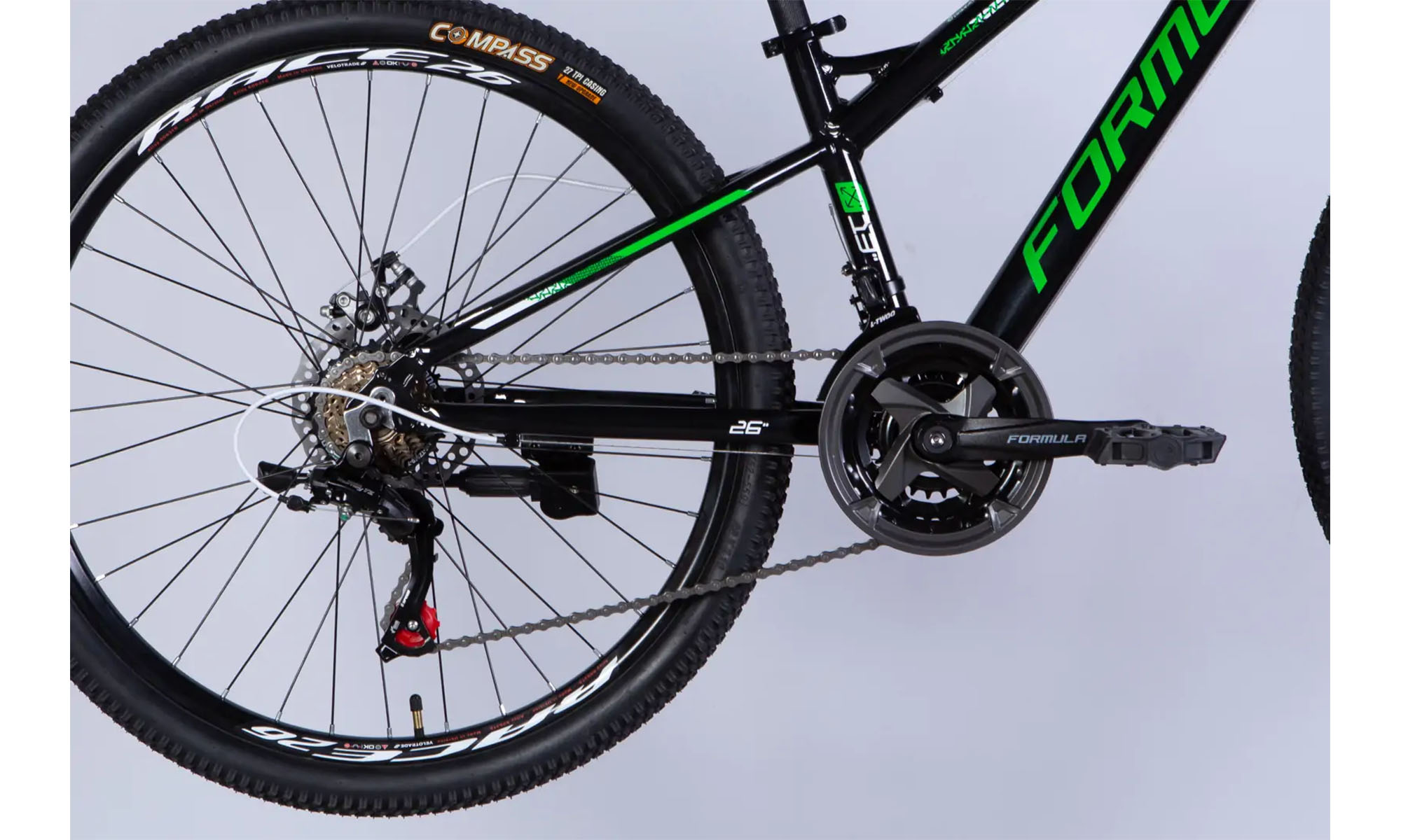 Велосипед Formula BLACKWOOD DD FR, 26", размер XS, рама 13", год 2026, черный с зеленым 3