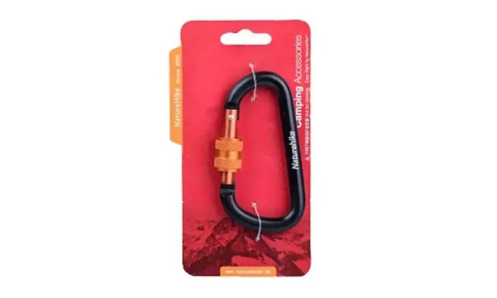 Карабін с муфтою Naturehike D-type 80 мм NH15A008-D, чорний 2 Карабін с муфтою Naturehike D-type 80 мм NH15A008-D, чорний 2