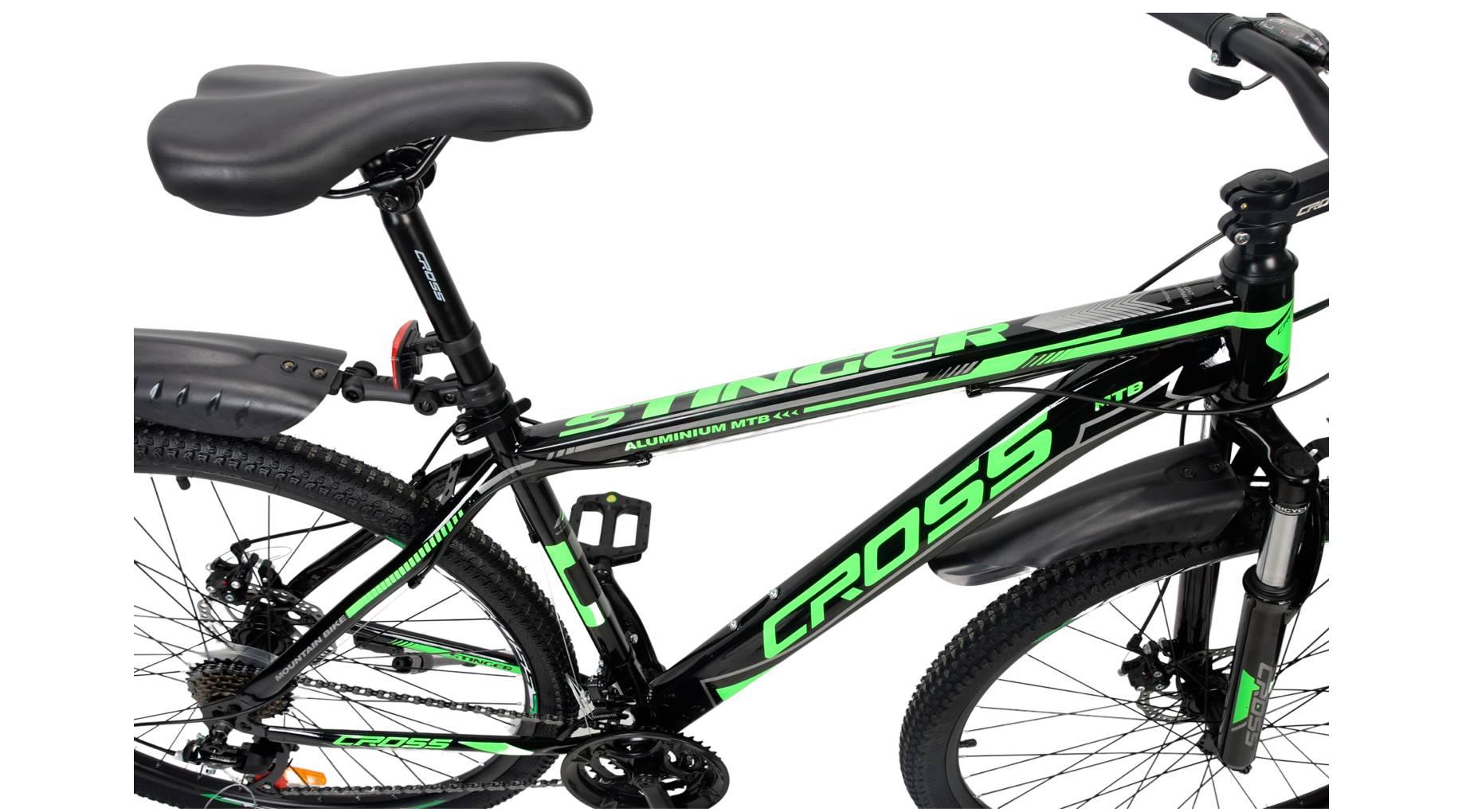 Фотография Велосипед CROSS Stinger 27.5", размер M рама 18" (2023), Черно-зеленый 2