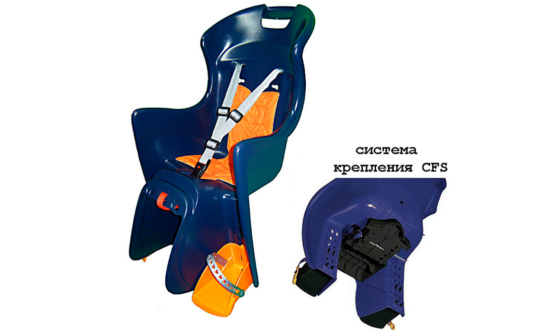 Фотографія Крісло дитяче ABS-Boodie,CFS, для установки на багажник Синьо-жовтогарячий