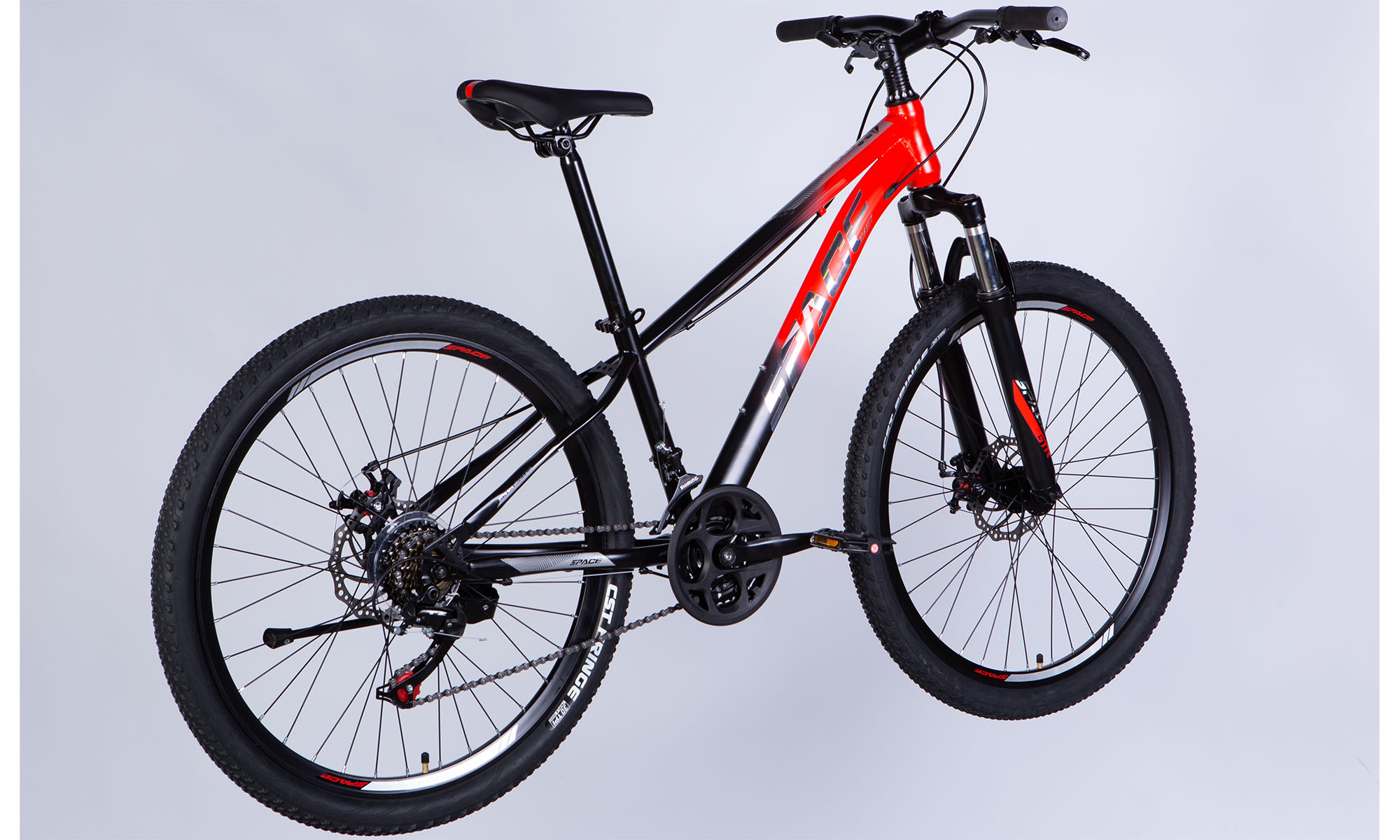 Велосипед SPACE MARS DD FR 26", ST, размер XS, рама 13" 2025, красно-черный (матовый)  7