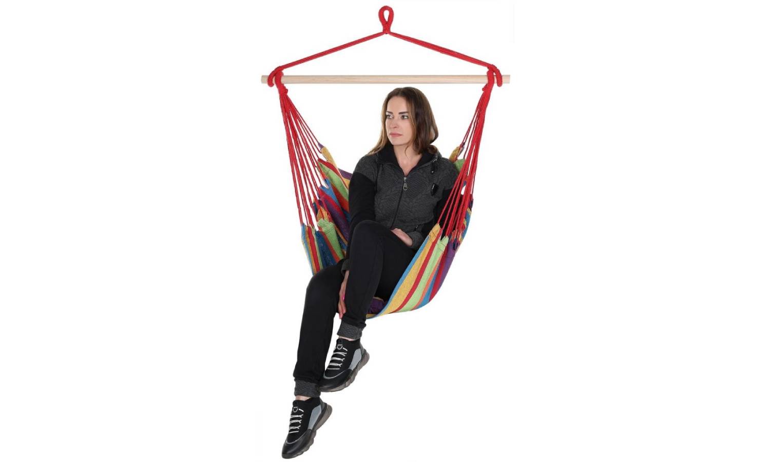 Гамак Royokamp 100X100см с подушками, красный в полоску 2 Гамак Royokamp 100X100см с подушками, красный в полоску 2