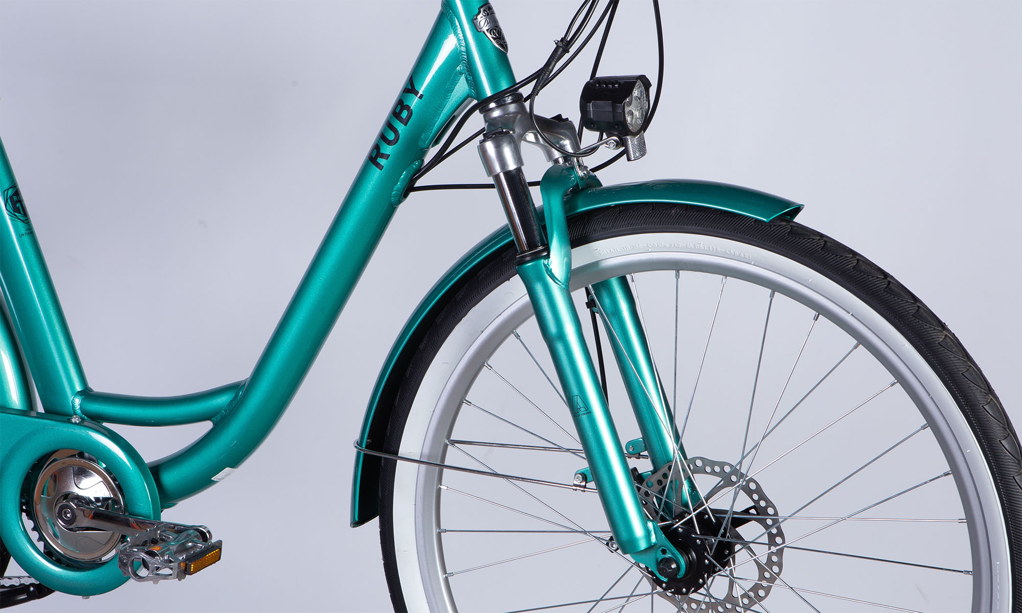 Велосипед з електроприводом Dorozhnik eRUBY DD FR 26", розмір M, рама-17", 48B, 12.5А*г, 500Вт, рік 2025, бірюзовий 2