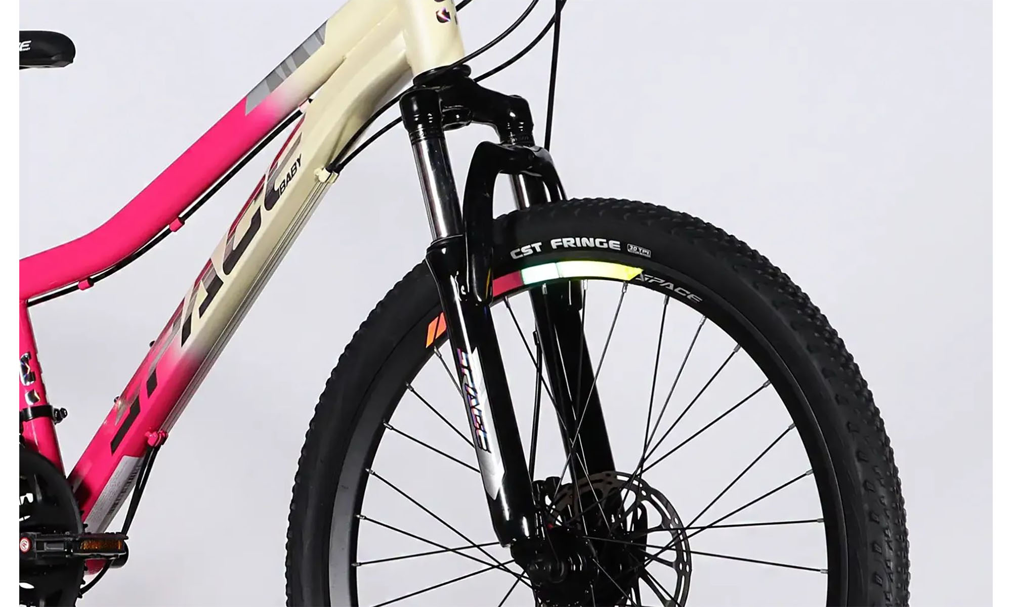 Велосипед SPACE AURORA DD FR 27.5", размер S, рама-15", год 2026, бело-розовый 3