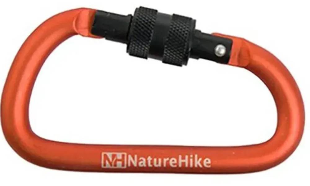 Карабин алюминиевый с муфтой Naturehike D-type 80 мм NH15A008-D, оранжевый 