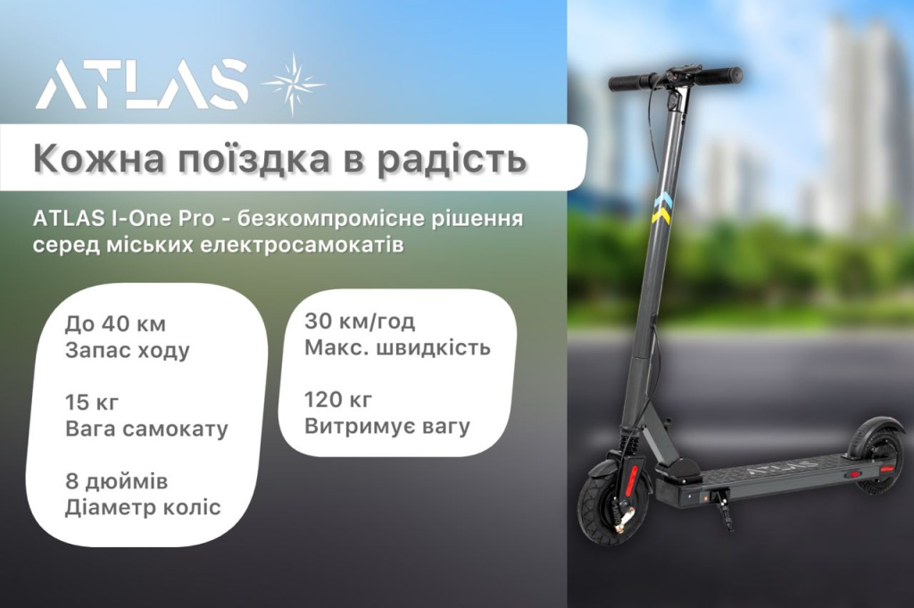 Фотографія Електросамокат Atlas i-One PRO 13 Ah чорний 12