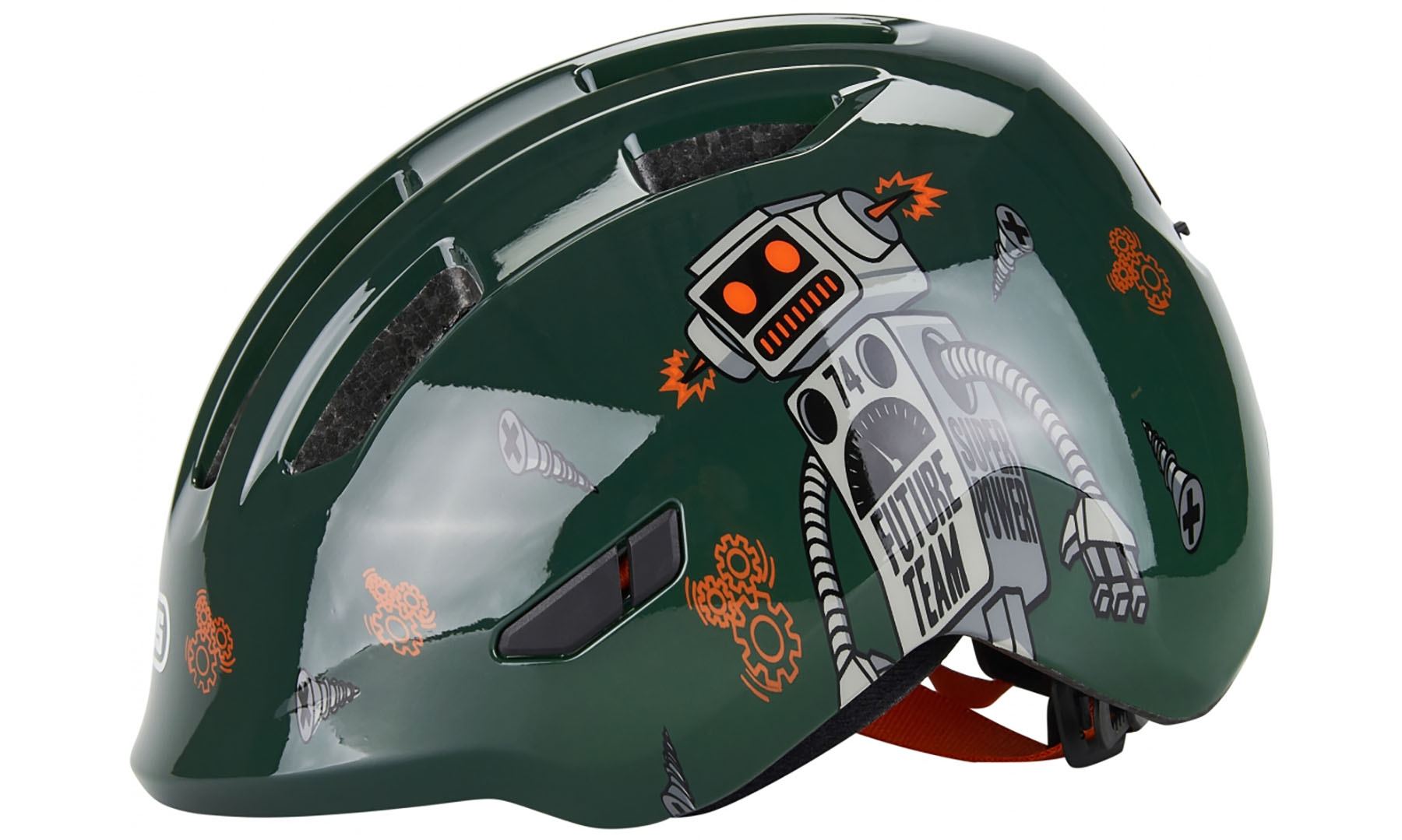 Велошлем детский ABUS SMILEY 3.0 Green Robo, размер M (50-55 см), зеленый робот 7 Велошлем детский ABUS SMILEY 3.0 Green Robo, размер M (50-55 см), зеленый робот 7