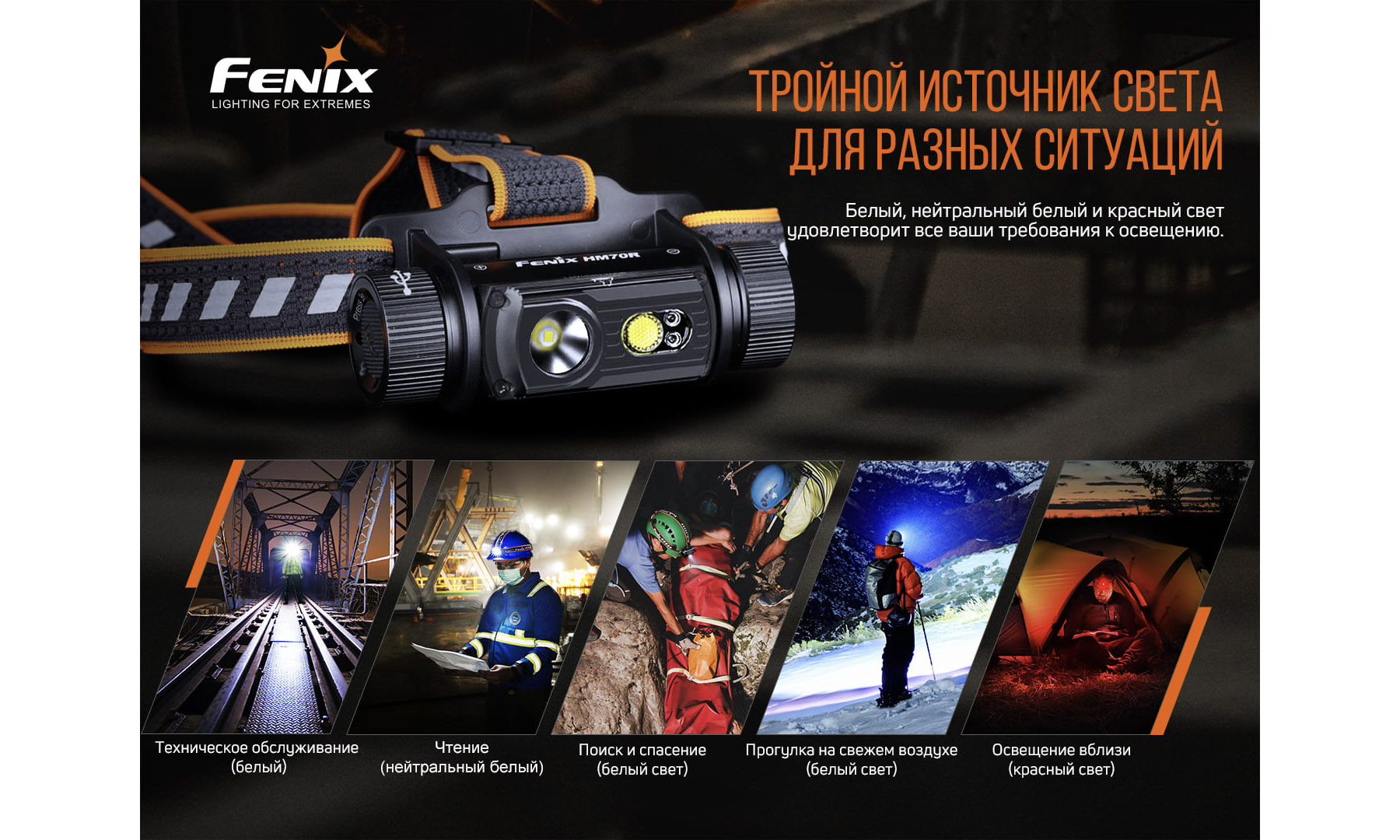 Фонарь налобный Fenix HM70R 7 Фонарь налобный Fenix HM70R 7