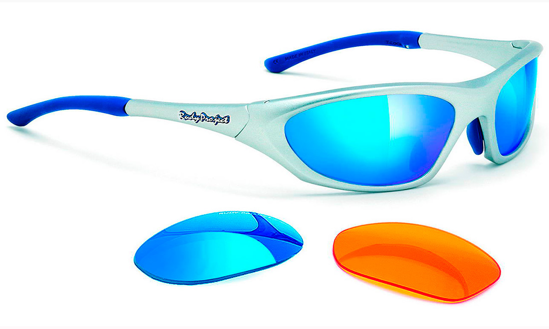 Фотография Очки Rudy Project APACHE оправа AZUR с линзами Bi - CHROMIC BLUE + ORANGE Бело-синий