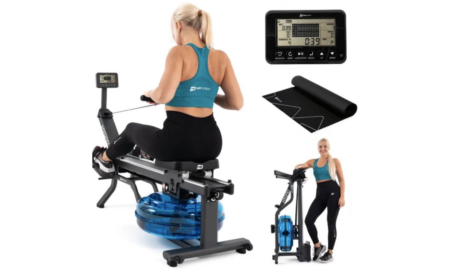 Гребной тренажер Hop-Sport HS-160WR Hydro + мат 7 Гребной тренажер Hop-Sport HS-160WR Hydro + мат 7