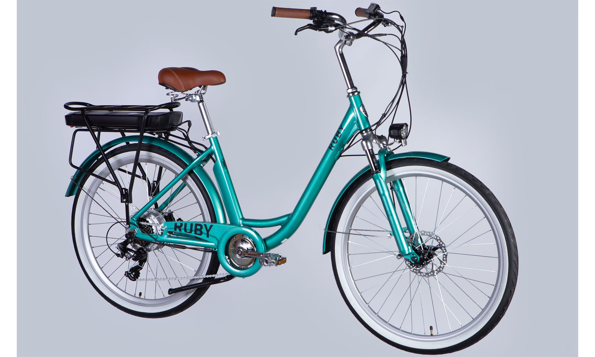 Велосипед з електроприводом Dorozhnik eRUBY DD FR 26", розмір M, рама-17", 48B, 12.5А*г, 500Вт, рік 2025, бірюзовий 3