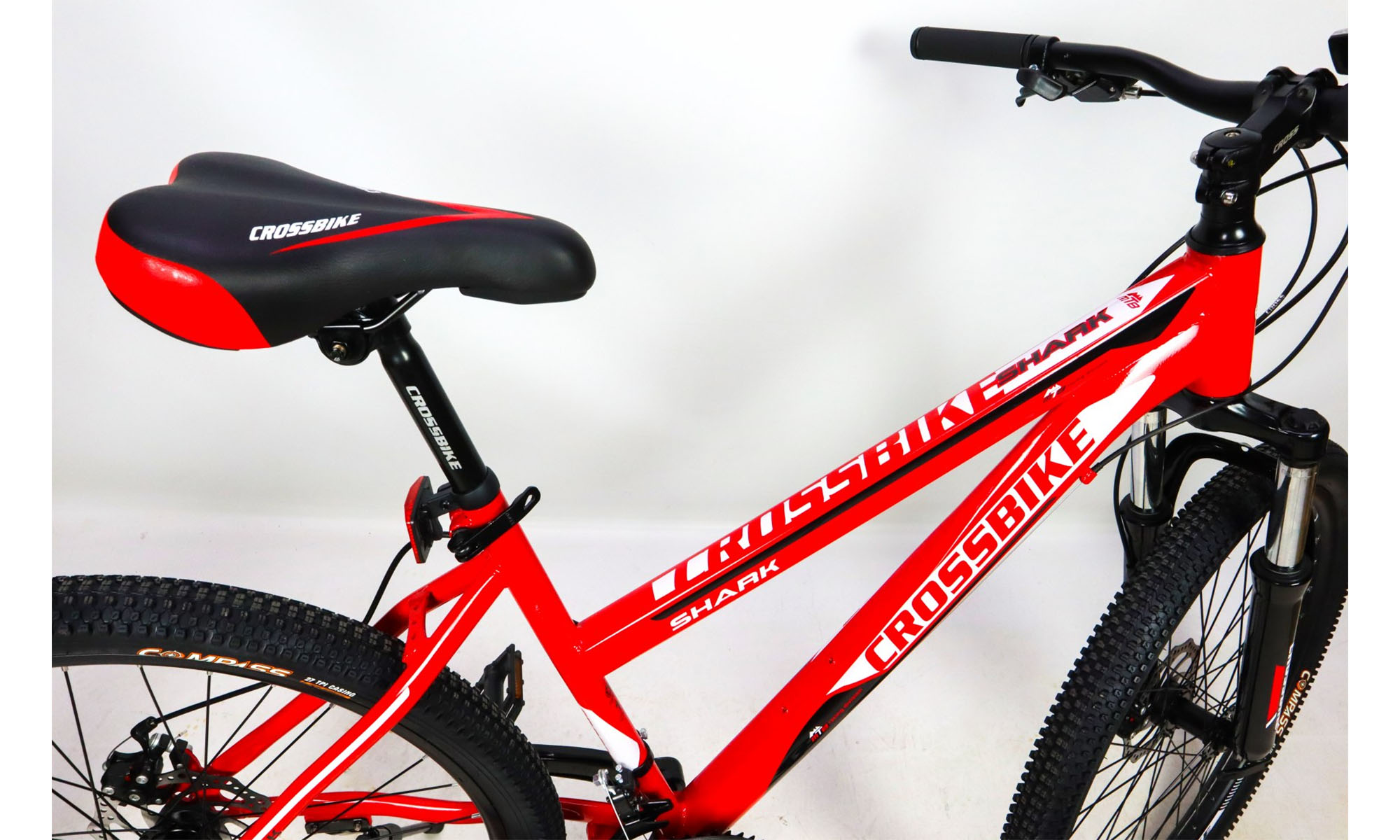 Велосипед CrossBike Shark GIRL 26", размер M, рама 17", 2021, Красный-Белый-Черный 3 Велосипед CrossBike Shark GIRL 26", размер M, рама 17", 2021, Красный-Белый-Черный 3
