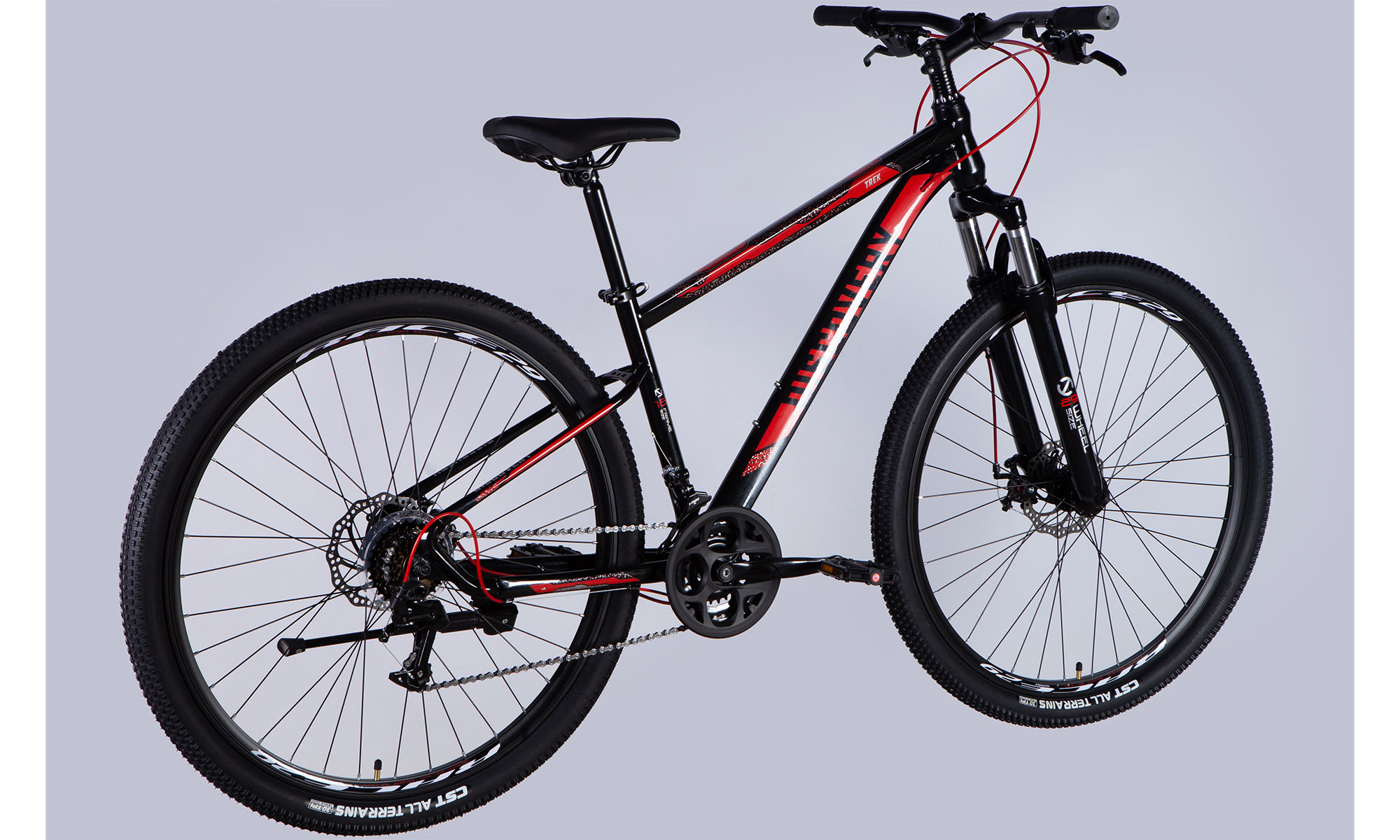 Велосипед Discovery TREK DD FR 29", размер S, рама 16", год 2025, черно-красный 4