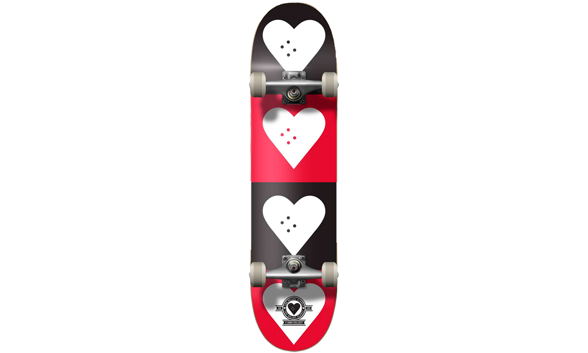 Фотография Cкейтборд Heart Supply Logo Complete Skateboard Quad 32"x7,75" Черно-красный
