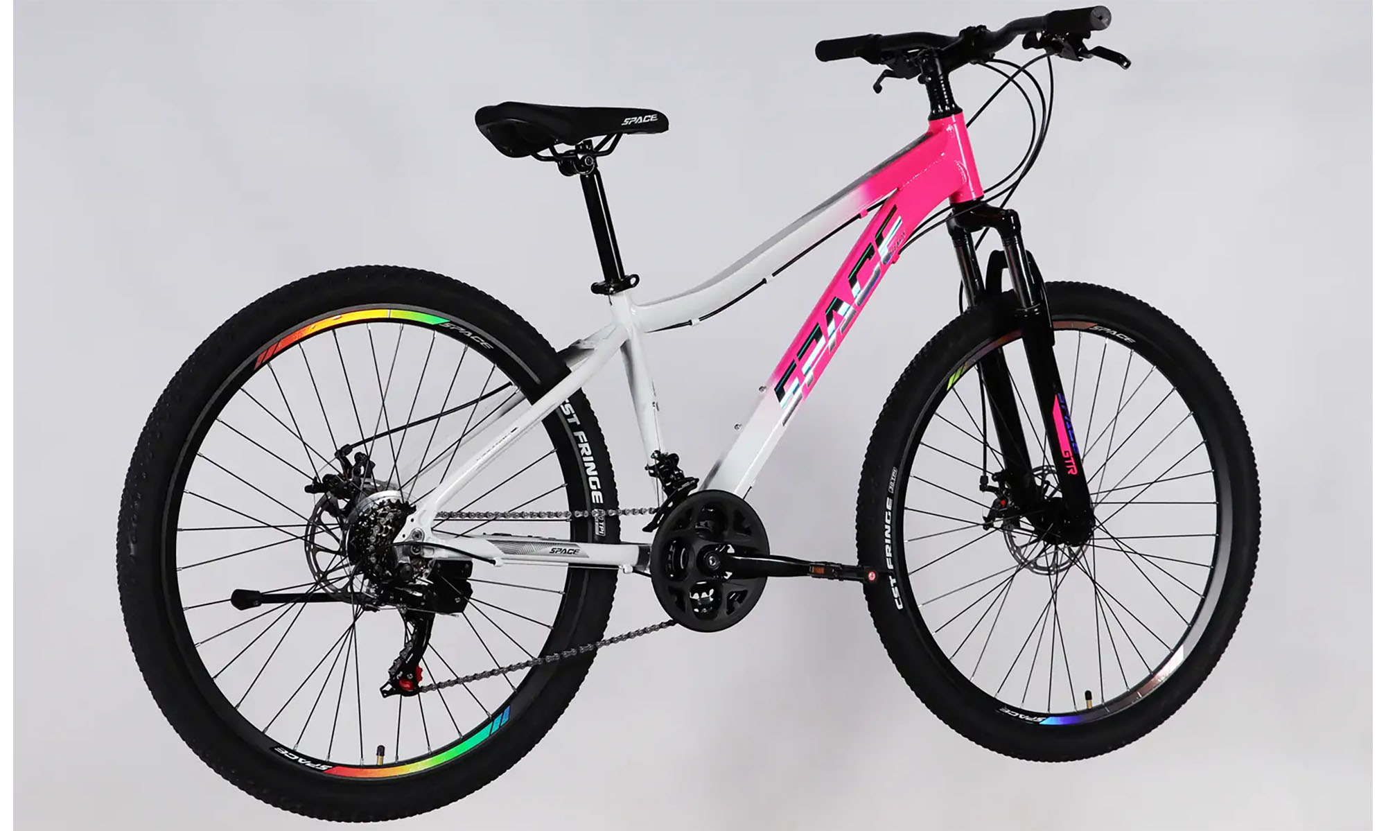 Велосипед SPACE IZIDA DD FR, 27.5", размер S, рама-15", год 2026, розово-белый 4