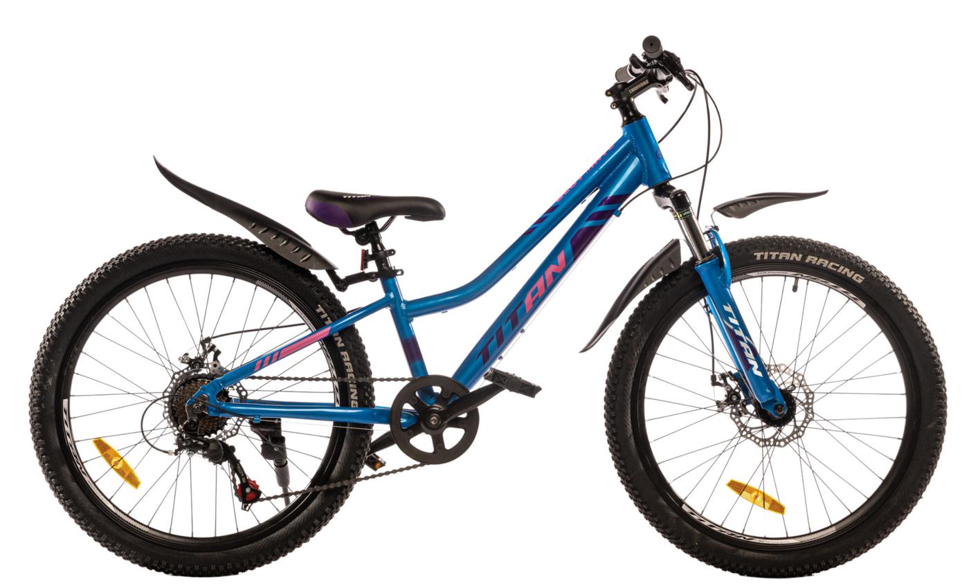 Фотография Велосипед Titan BEST MATE 24" размер XXS рама 11 2022 Голубой-Фиолетовый