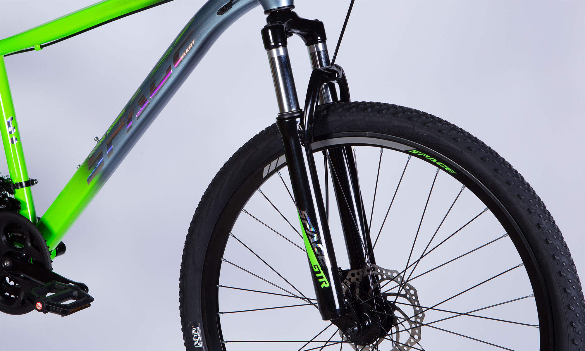 Велосипед SPACE MARS DD FR 27.5", размер M, рама-17", год 2026, зелено-серебристый 3