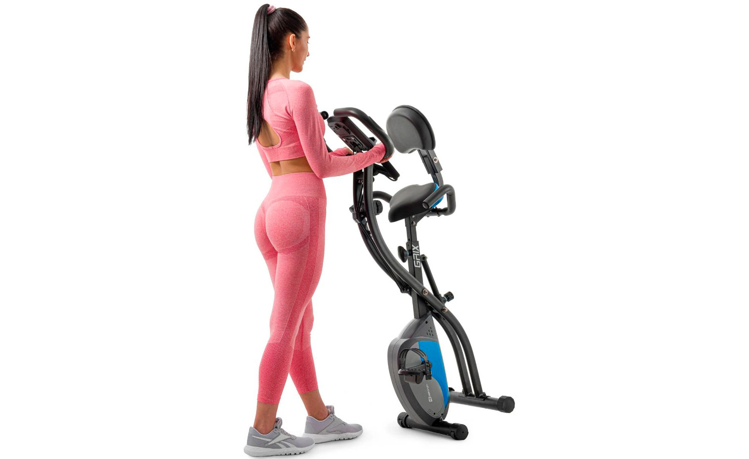 Велотренажер Hop-Sport HS-3010X Grix X-Bike з эспандерами магнитный черно-синий 2