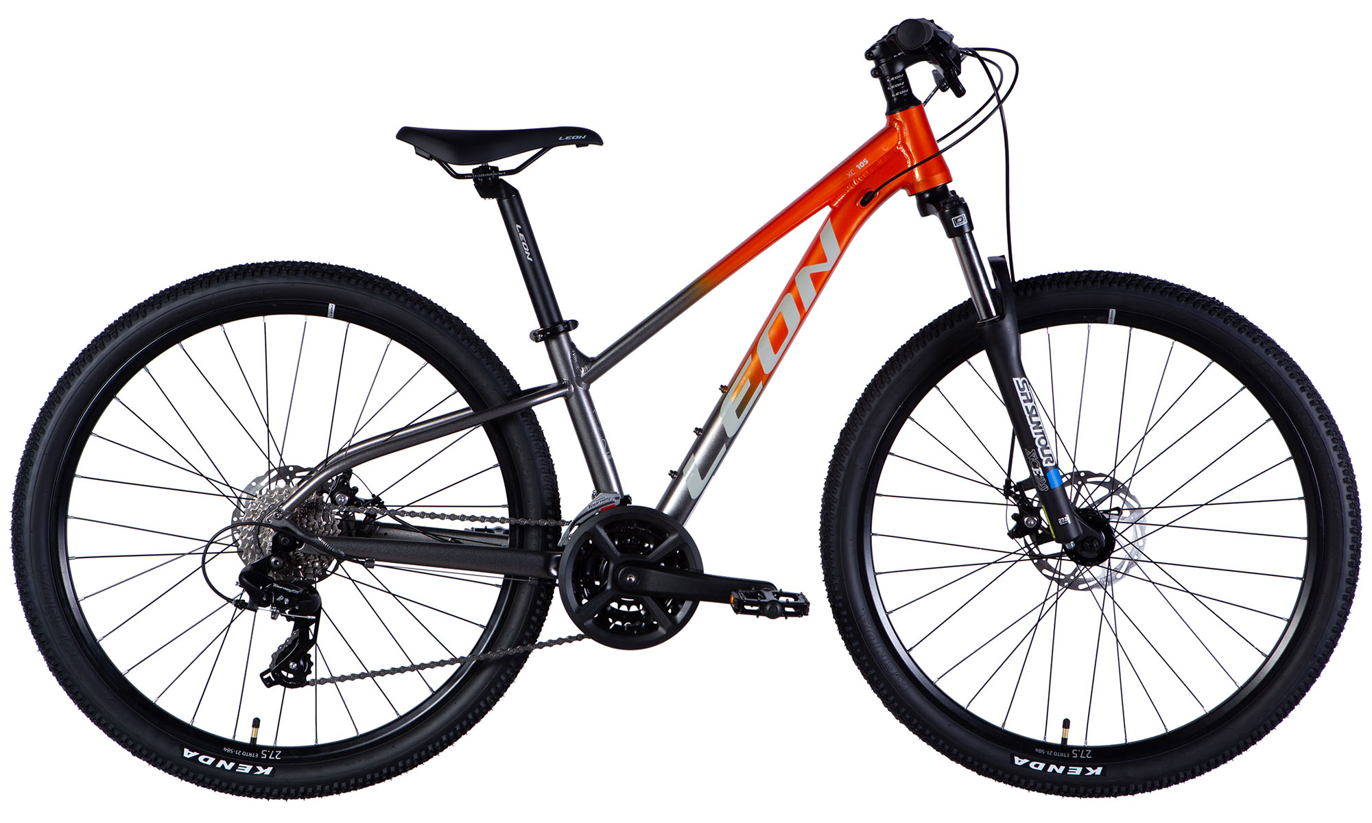 Фотография Велосипед Leon XC 105 DD CS 27,5", размер S, рама 16", 2025, оранжевый с серебристым Фотография Велосипед Leon XC 105 DD CS 27,5", размер S, рама 16", 2025, оранжевый с серебристым