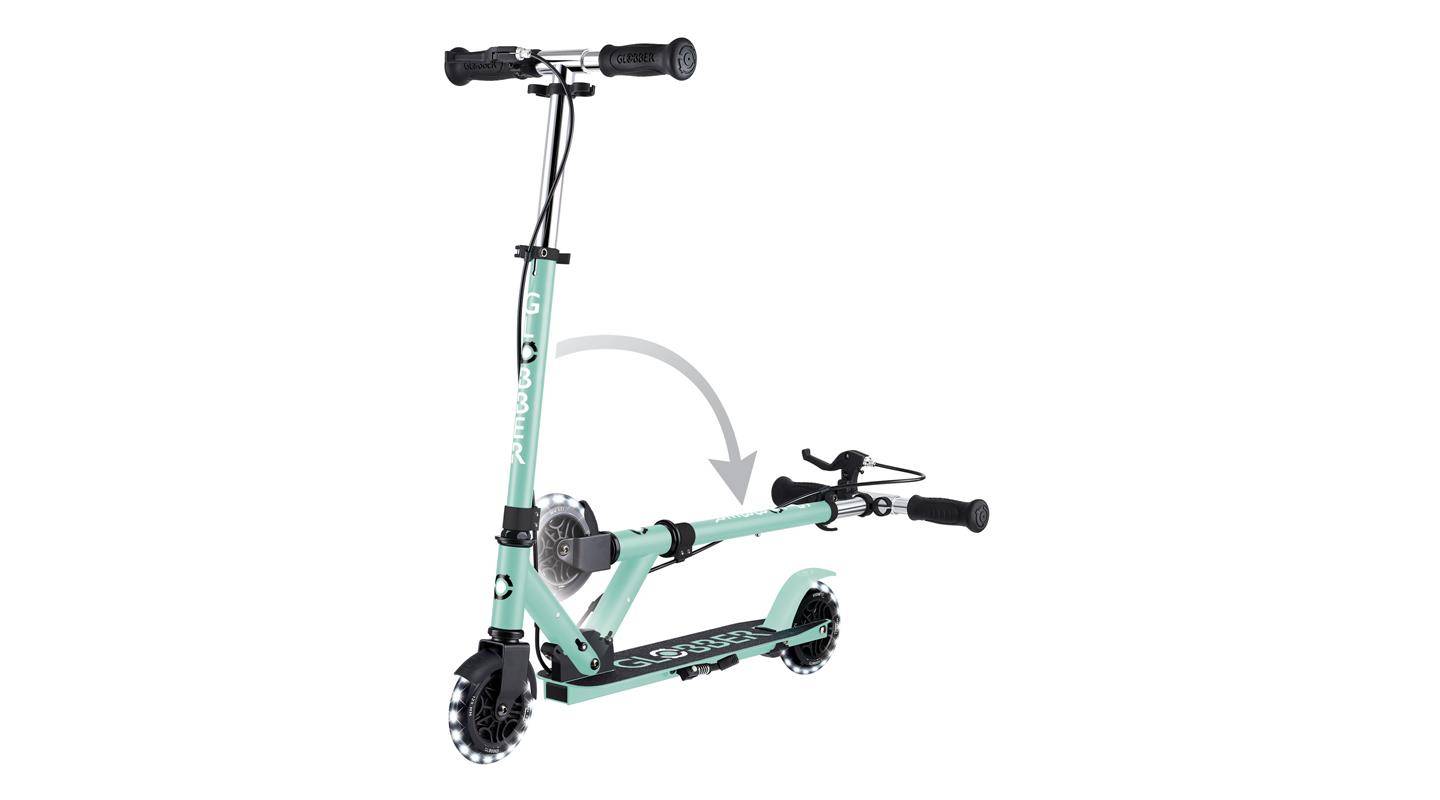 Самокат GLOBBER серії FLOW ELEMENT JUNIOR LIGHTS, м"ятний, колеса з підсвічуванням 3+ 5 Самокат GLOBBER серії FLOW ELEMENT JUNIOR LIGHTS, м"ятний, колеса з підсвічуванням 3+ 5