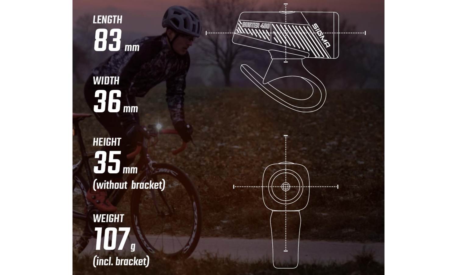 Фара передняя Sigma Buster 400 FL черный  6