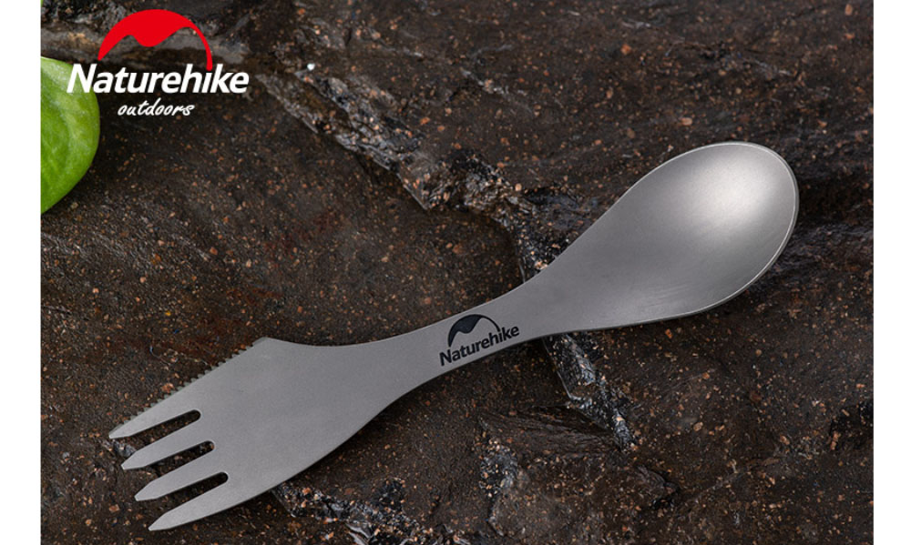 Фотография Ложка-вилка-нож Naturehike Titanium NH19T012, титан 4