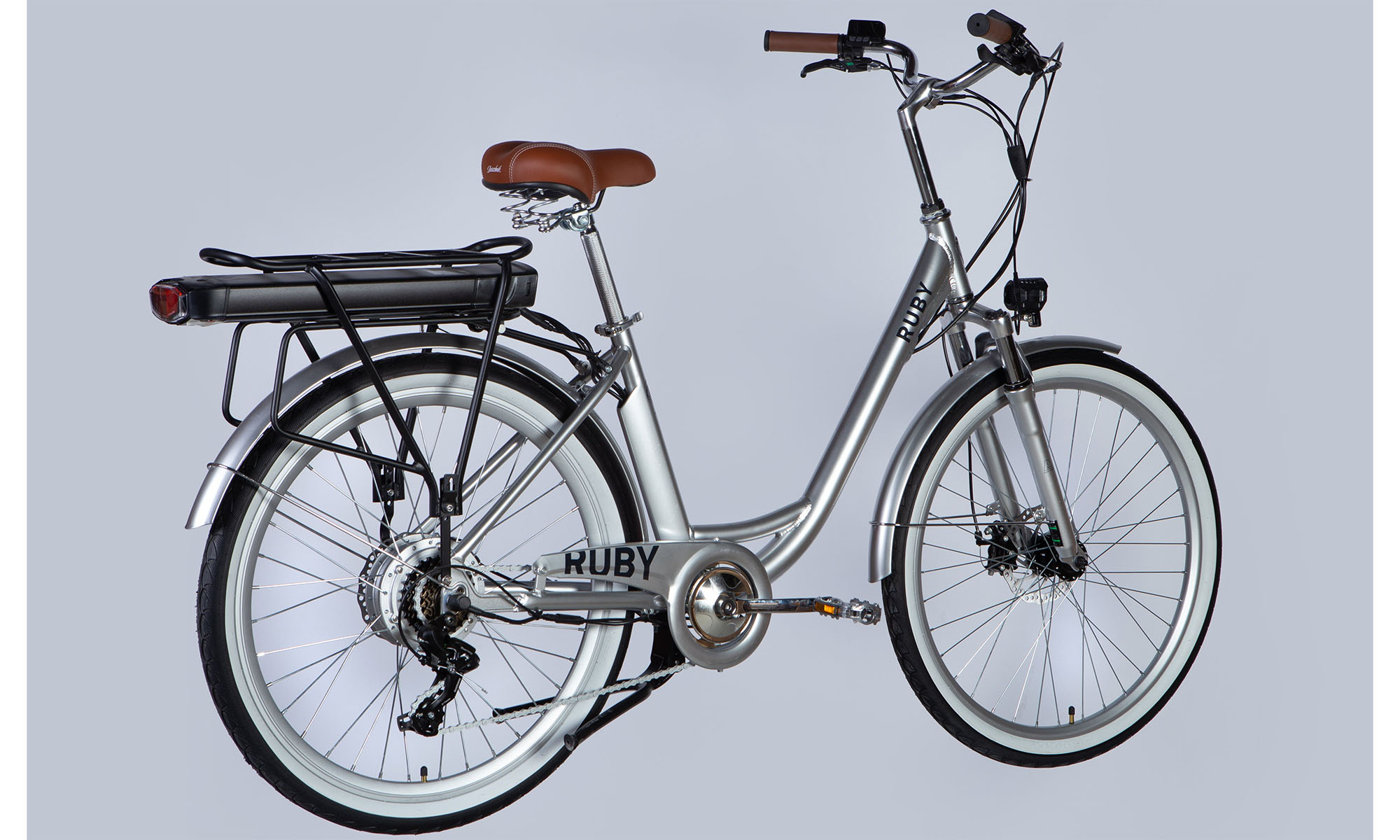 Велосипед с электроприводом Dorozhnik eRUBY DD FR 26", размер M, рама-17", 36B, 12.5А*ч, 500Вт, год 2025, светло-серый 5