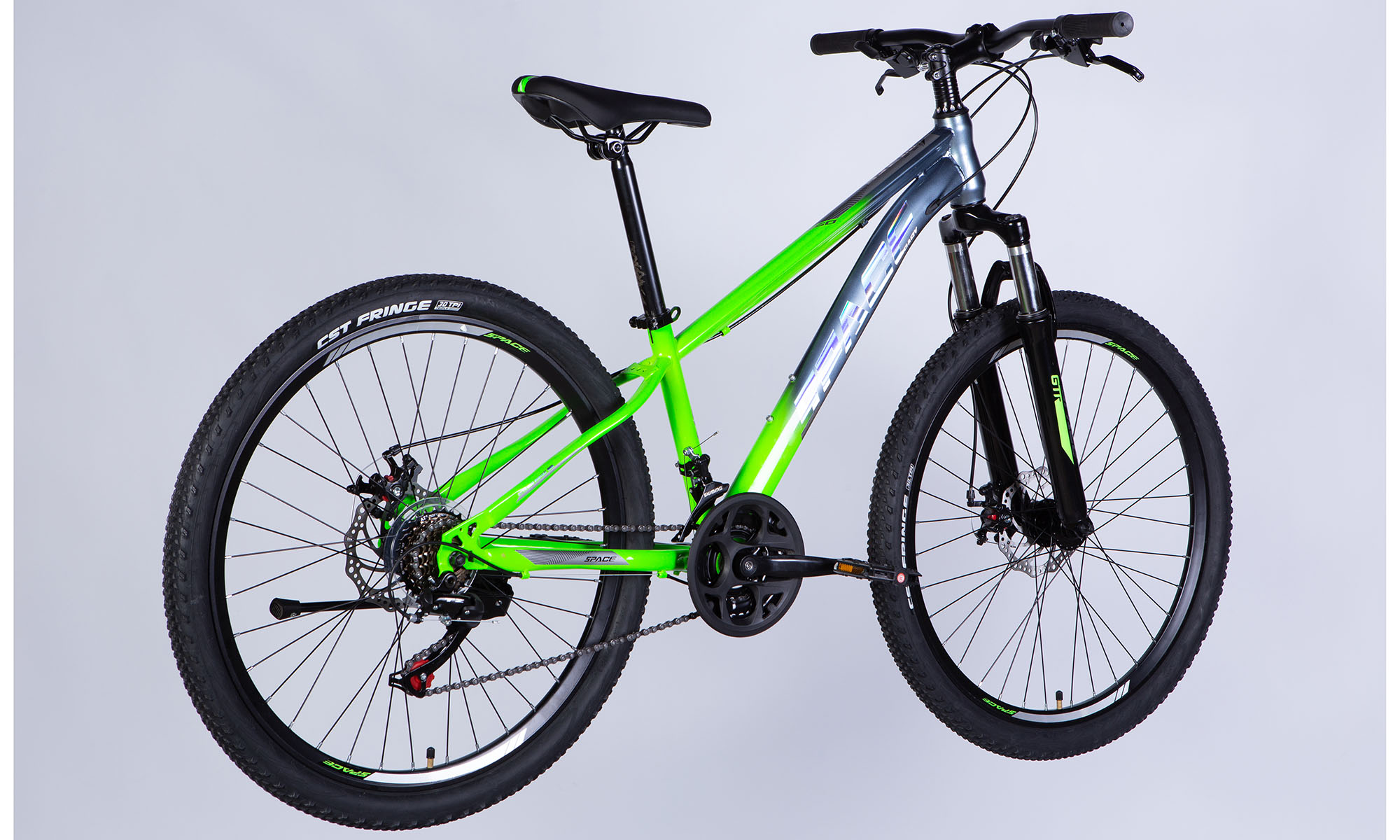 Велосипед SPACE MARS DD FR 26", ST, размер XS, рама 13" 2025, зелено-серебристый 7