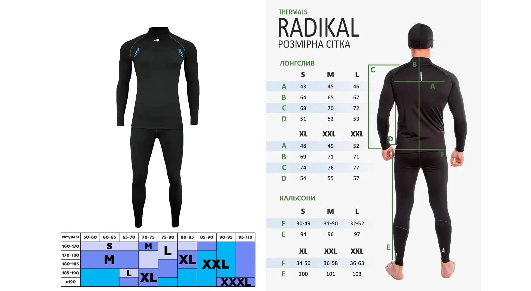 Фотографія Термобілизна чоловіча Radical EDGE + шапка, чорне, розмір XXL 7