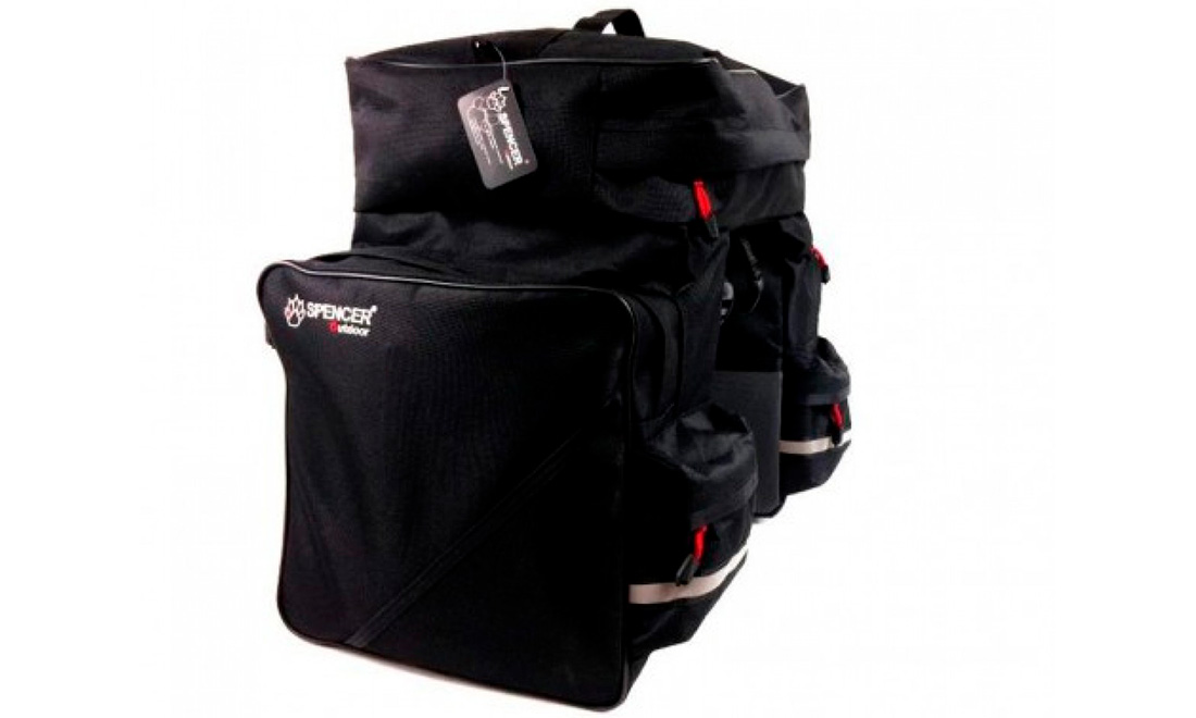 Фотография Велосумка на багажник Spencer Triple Bag 3-ох секционная, объем 42 л, черный